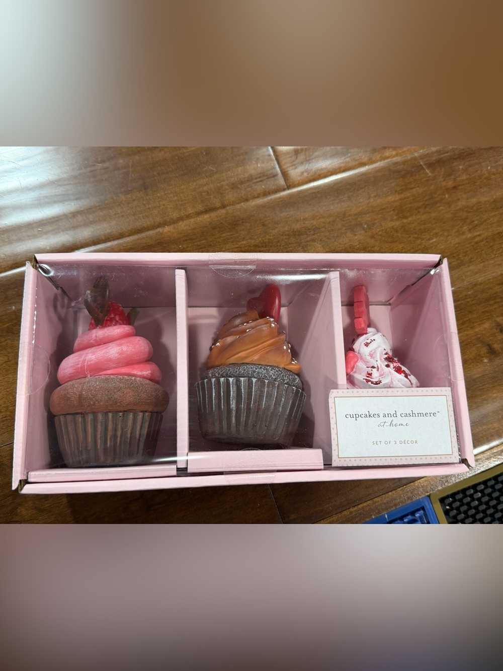 Set of 3-Cupcakes & Cashmere Valentine's Decor Faux Chocolate Love Cupcakes NIB